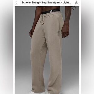Alo Scholar Straight Leg Heavyweight Knit Sweatpant - Light Cocoa Sz M